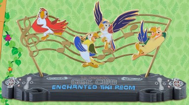 DLR- Walt Disney's Enchanted Tiki Room 50th Anniversary Event - Original Glee Club Boxed Pin & Resin Sculpture