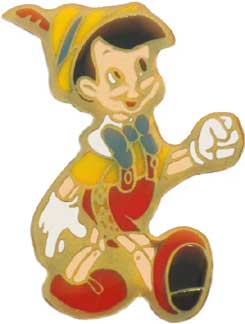 Pinocchio with Yellow Hat Walking to Right
